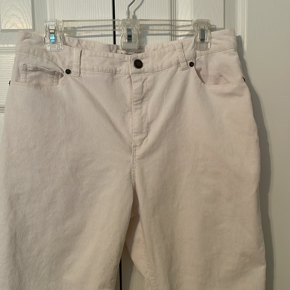 Coldwater Creek Corduroy Pants Size 12 Winter White Cotton 1% Spandex Zip EUC - Picture 2 of 9